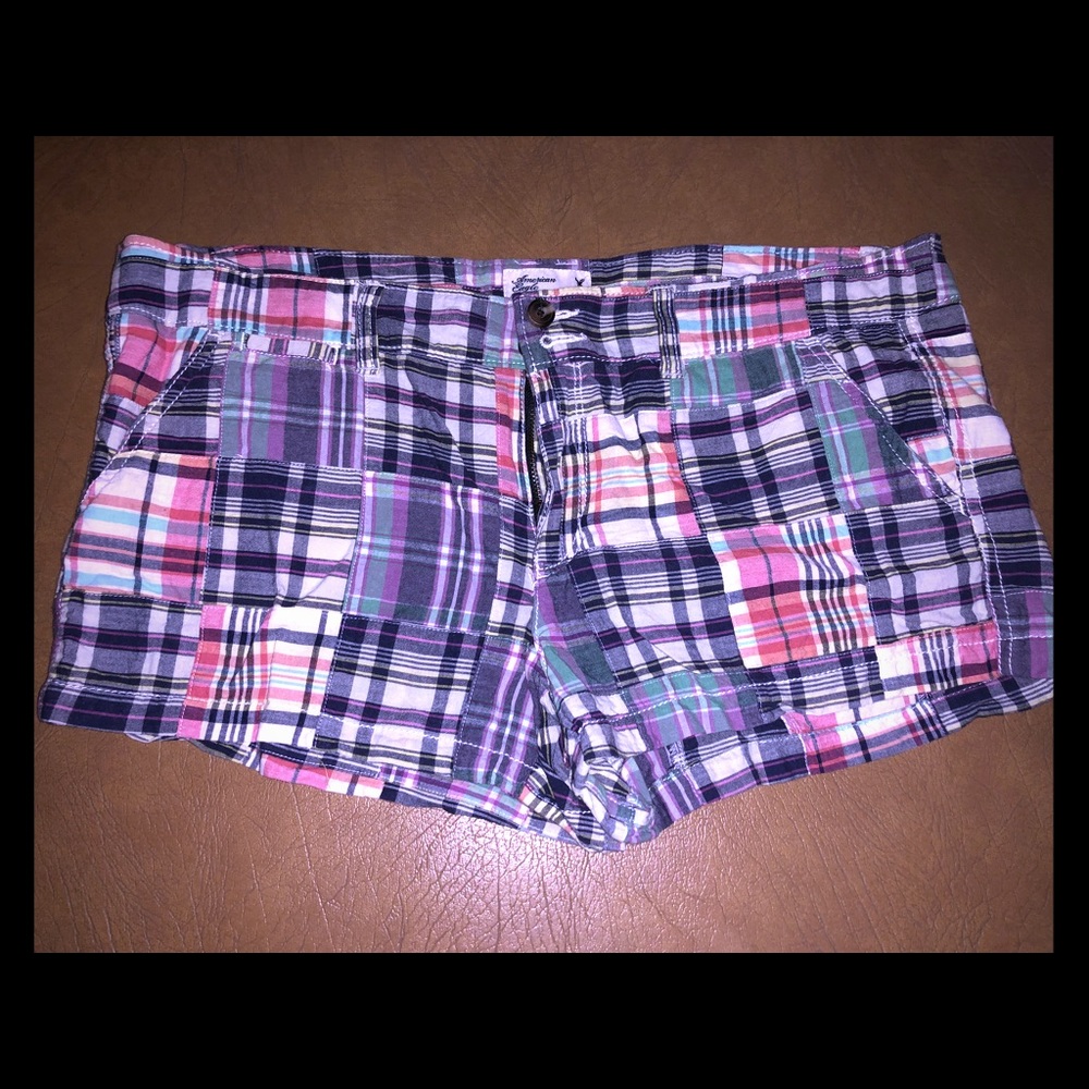 American Eagle Plaid Multi Color Mini Shorts 12